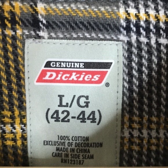 Dickies mens flannel button down long sleeve cotton shirt size large - Picture 5 of 11